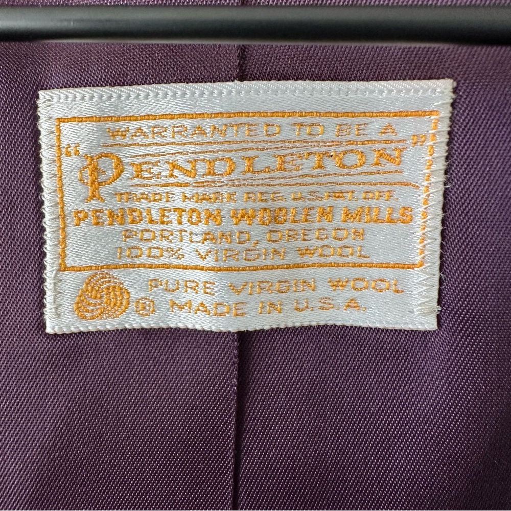 Pendleton Blazer Skirt Scarf Set Sz 8 10 Purple Plaid Wool Vintage Made in USA - Picture 9 of 16